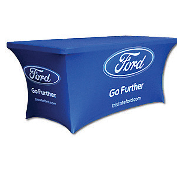 Tablecloths can be draped, fitted or stretch fabric