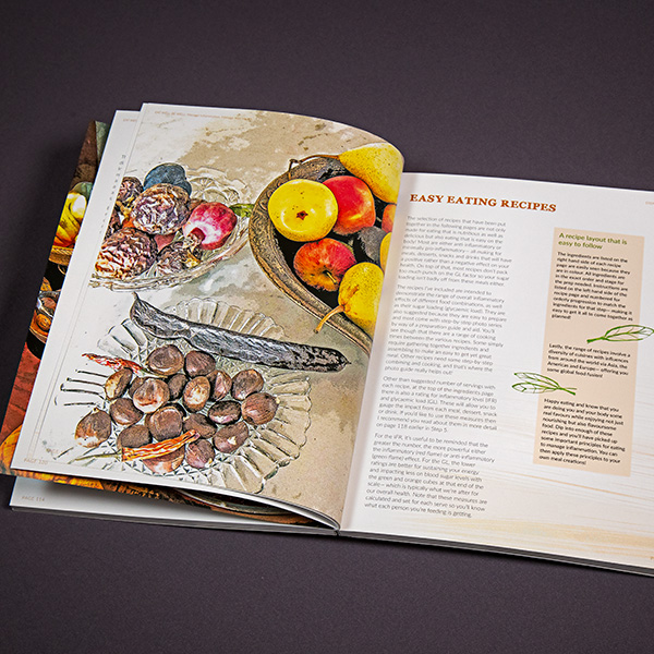 Eat well, Be well, a soft cover, perfect bound book printed by Data Documents.