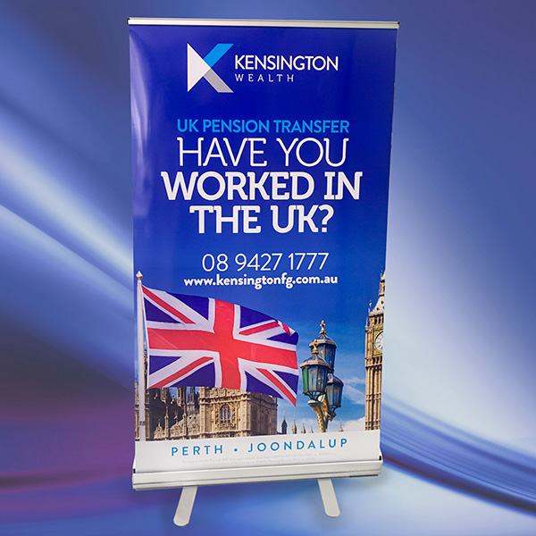A pull up banner for Kensington Wealth.
