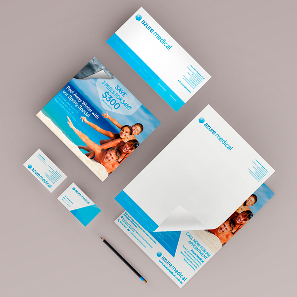 A full stationery suite for the Azure Medical Practice in Cottesloe.